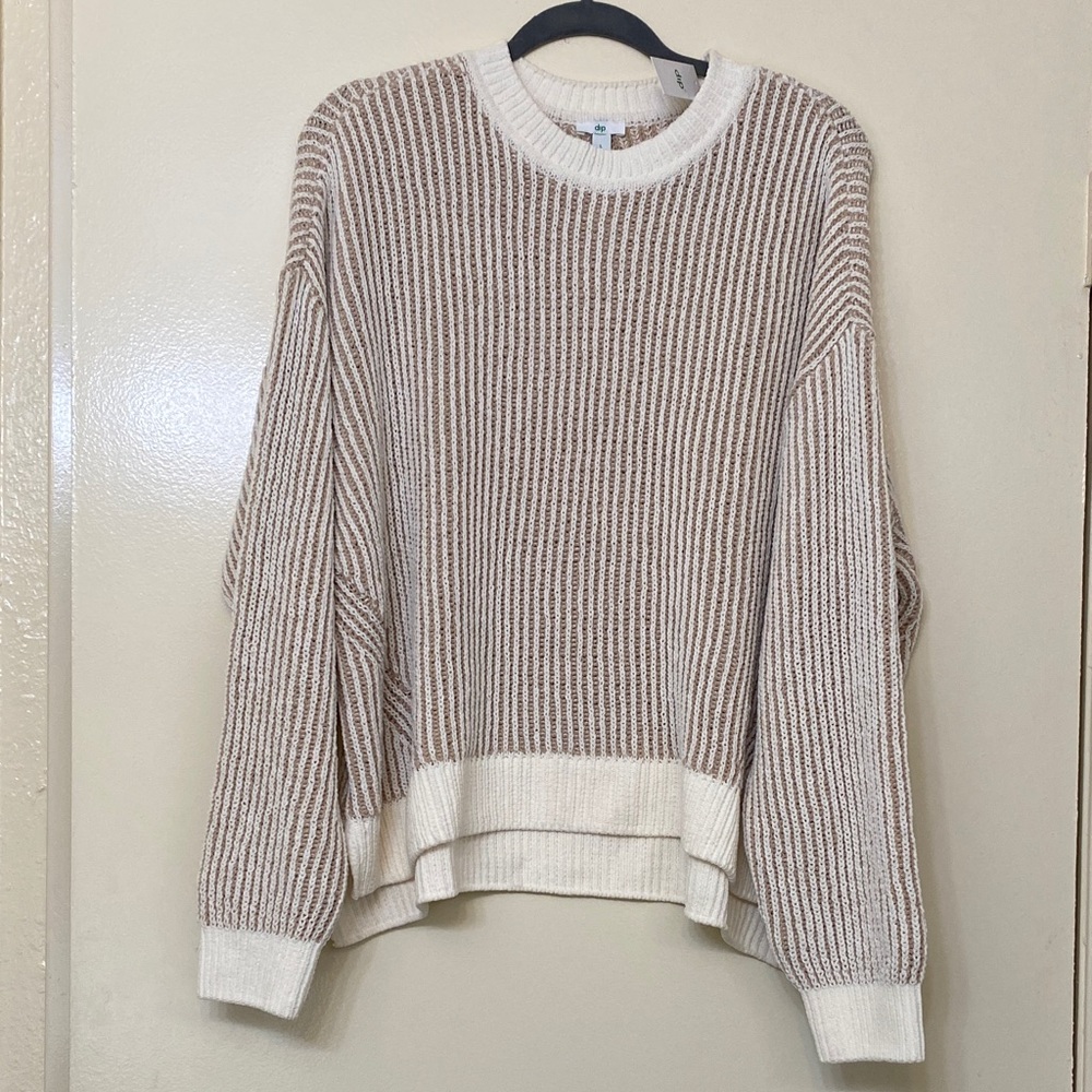 Beige and Cream Knit Sweater